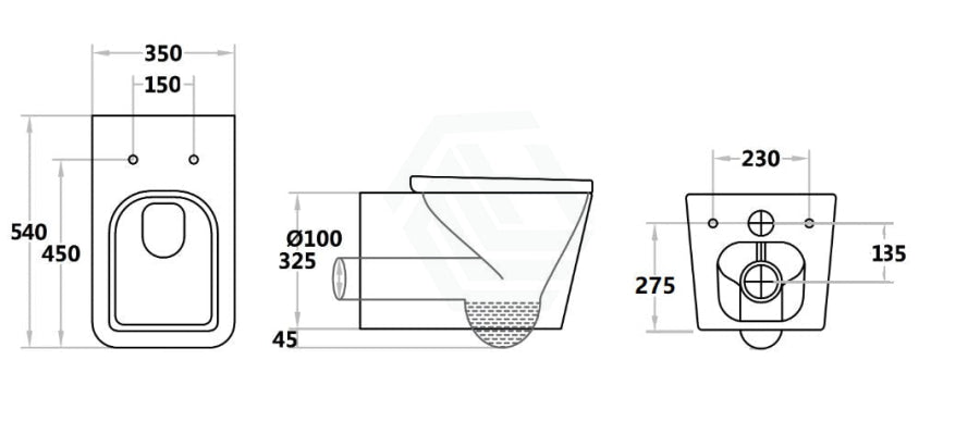 540X350X370Mm Qubist Wall Hung Toilet Pan With Box Rim For Bathroom Wall-Hung