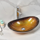 545X370X155Mm Above Counter Tempered Glass Basin Oval Bathroom Antique Vintage Wash Art