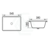 545X380X180Mm Rectangle Gloss White Under Mount Ceramic Basin Counter