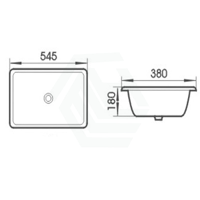 545X380X180Mm Rectangle Gloss White Under Mount Ceramic Basin Counter