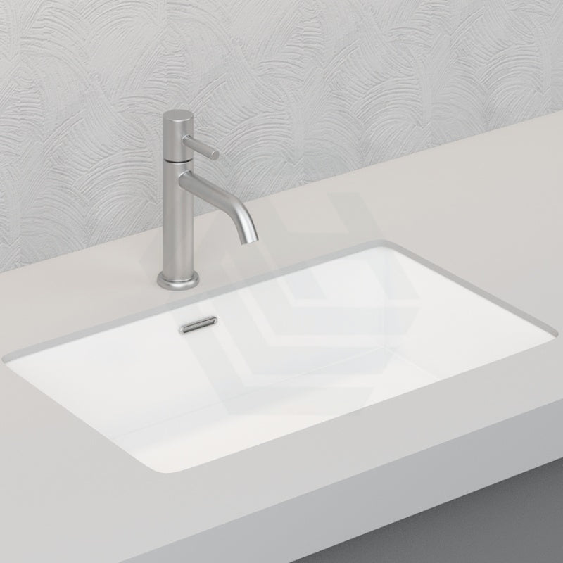 Under Counter Basin Rectangle Gloss White Ceramic Square Overflow