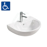 545X435X160Mm Bathroom Wall Hung Gloss White Ceramic Basin One Tap Hole Special Care Needs