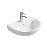 545X435X160Mm Bathroom Wall Hung Gloss White Ceramic Basin One Tap Hole Special Care Needs