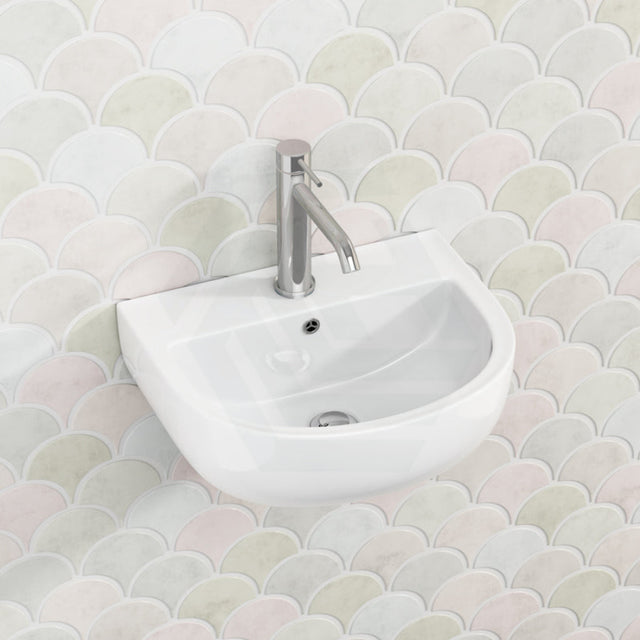 545X435X160Mm Bathroom Wall Hung Gloss White Ceramic Basin One Tap Hole Special Care Needs