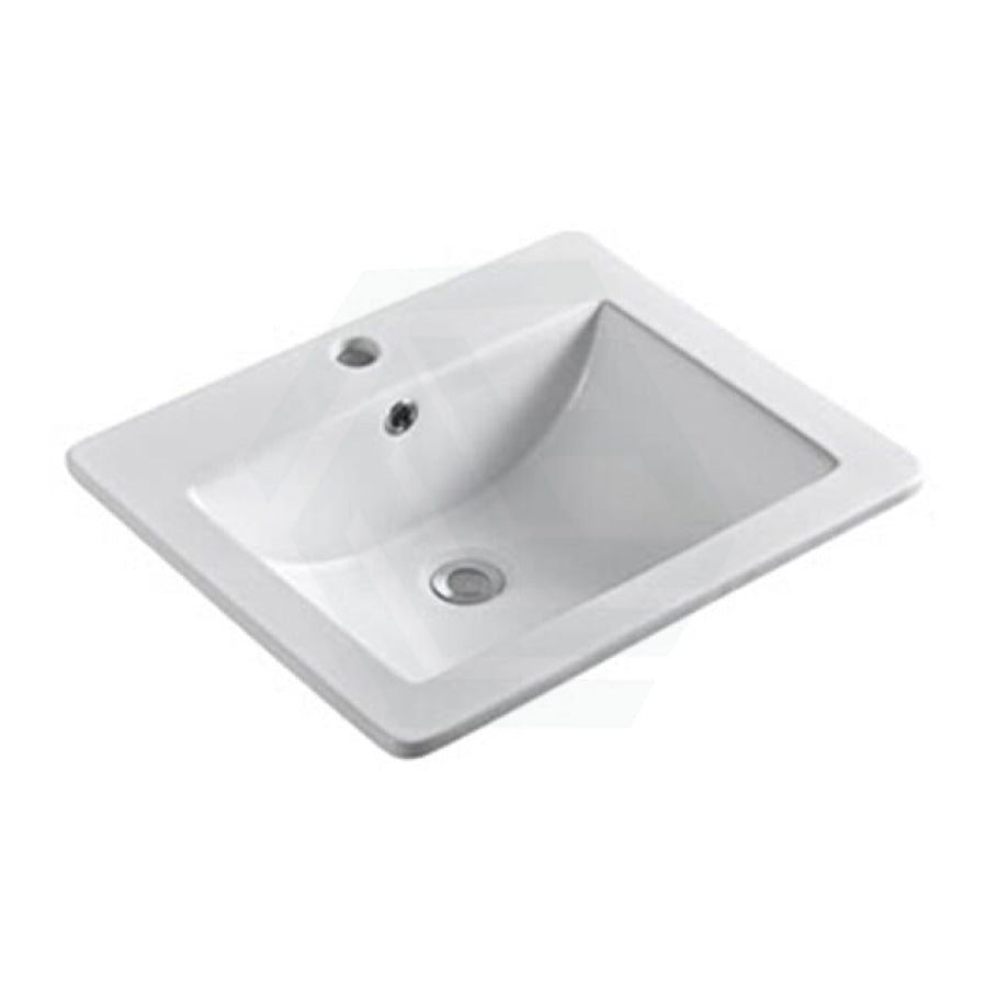 545X475X180Mm Inset Basin Square Gloss White Ceramic One Tap Hole