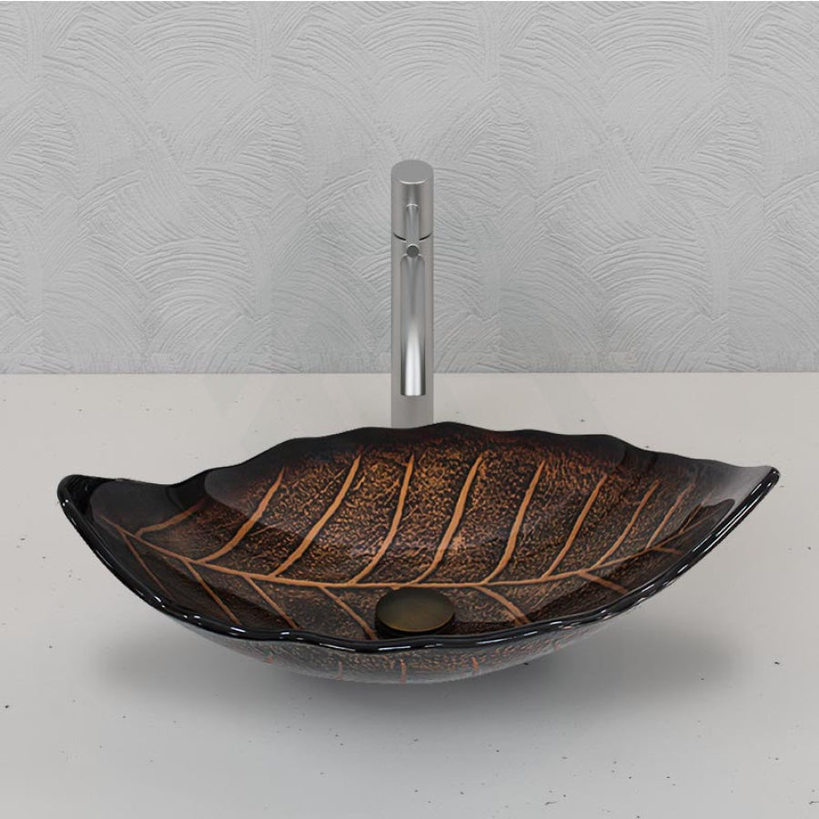 Glass Basin Above Counter Leaf Shape