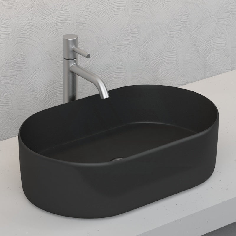 Above Counter Ceramic Basin Oval Gloss Black