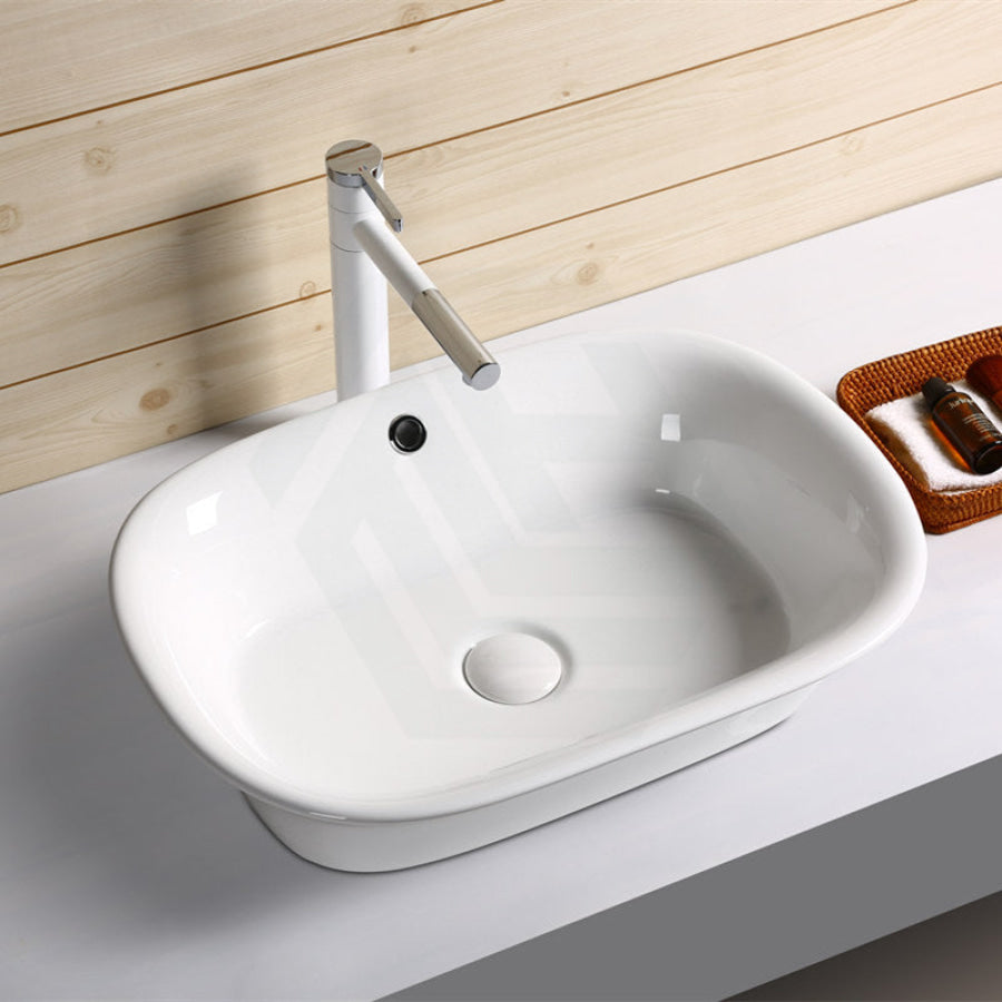 550X390X155Mm Above Counter Ceramic Basin Gloss White Special Shape For Bathroom