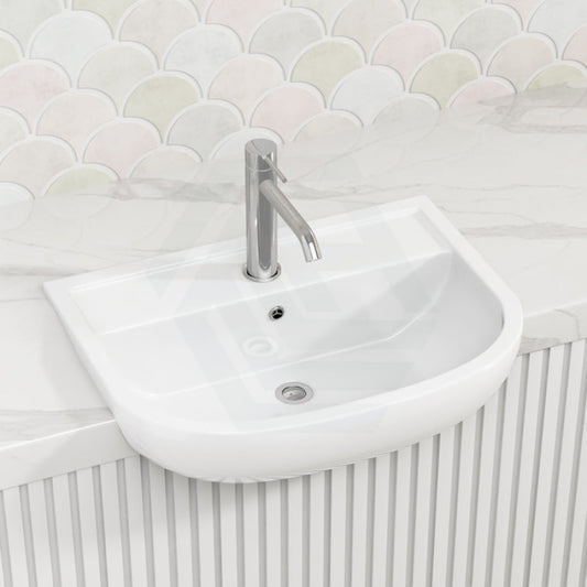 550X415X195Mm Rak Compact Semi-Recessed Ceramic Basin 1 Or 3 Tap Holes Available Semi-Recessed