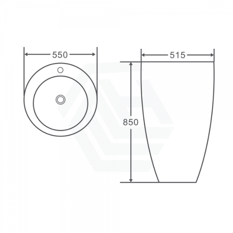 550X515X850Mm Freestanding Ceramic Basin Floor Mounted With Tap Hole