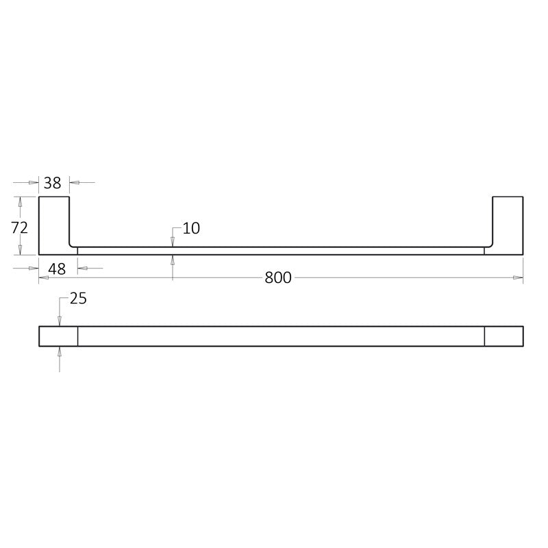 Ceram 600/800Mm Chrome Single Towel Rail Brass & Zinc Alloy 800Mm Rails