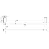 Ceram 600/800Mm Chrome Single Towel Rail Brass & Zinc Alloy 800Mm Rails