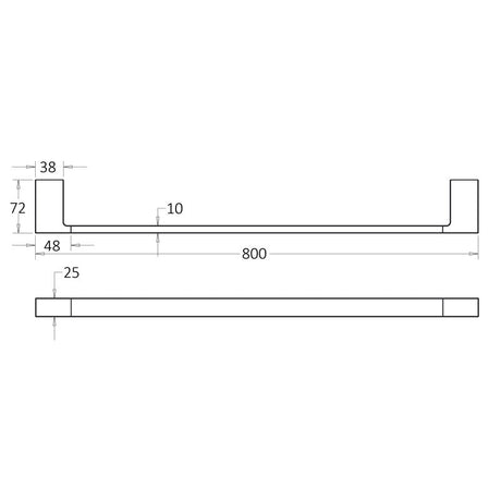 Ceram 600/800Mm Chrome Single Towel Rail Brass & Zinc Alloy 800Mm Rails