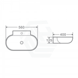 560X400X125Mm Wall Hung Ceramic Oval Basin With Tap Hole Basins