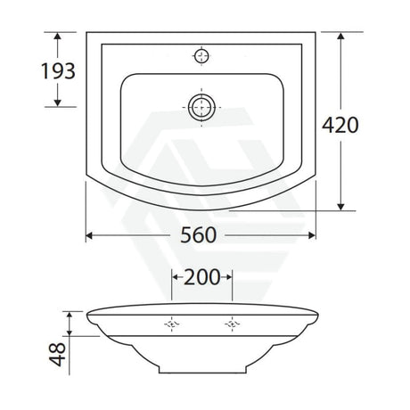 560X420Mm Rak Washington Ivory Wall Basin 1 Or 3 Tap Holes Available Hole Hung Basins