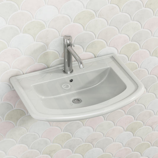 560X420Mm Rak Washington Ivory Wall Basin 1 Or 3 Tap Holes Available Hung Basins