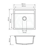 560X510X200Mm Carysil Concrete Grey Single Bowl Granite Top/flush/under Mount Kitchen/laundry Sink