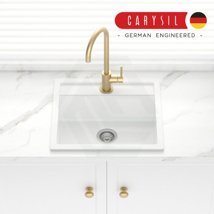 560X510X200Mm Carysil White Single Bowl Granite Top/flush/under Mount Kitchen/laundry Sink