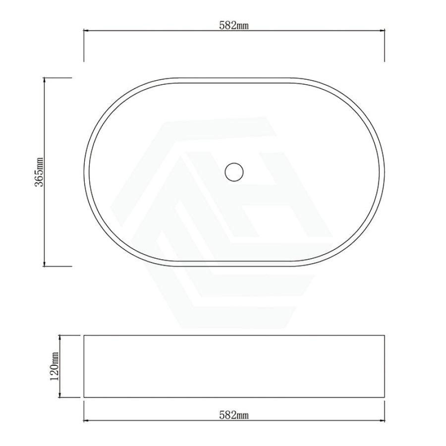 580Mm Oval Matte Grey Above Counter Concrete Basin Ceramic Basins