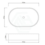 580Mm Oval Matte Grey Above Counter Concrete Basin Ceramic Basins