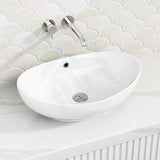 585X390X190Mm Oval Above Counter Gloss White Ceramic Basin Basins