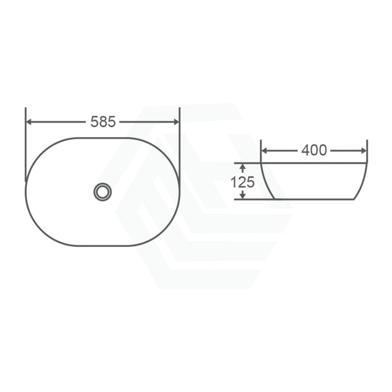 585X400X125Mm Oval Natura Oak Above Counter Ceramic Basin Art