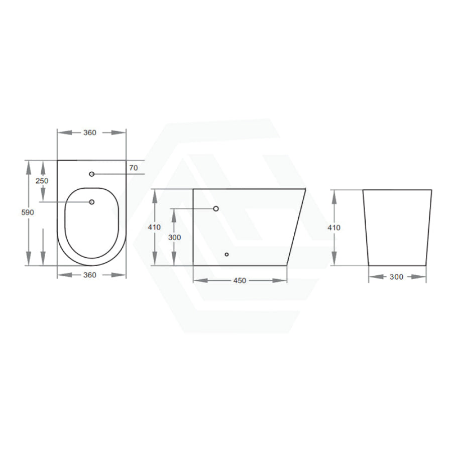 590X360X410Mm Bathroom Veda Back To Wall Bidet With Tap Hole Ceramic