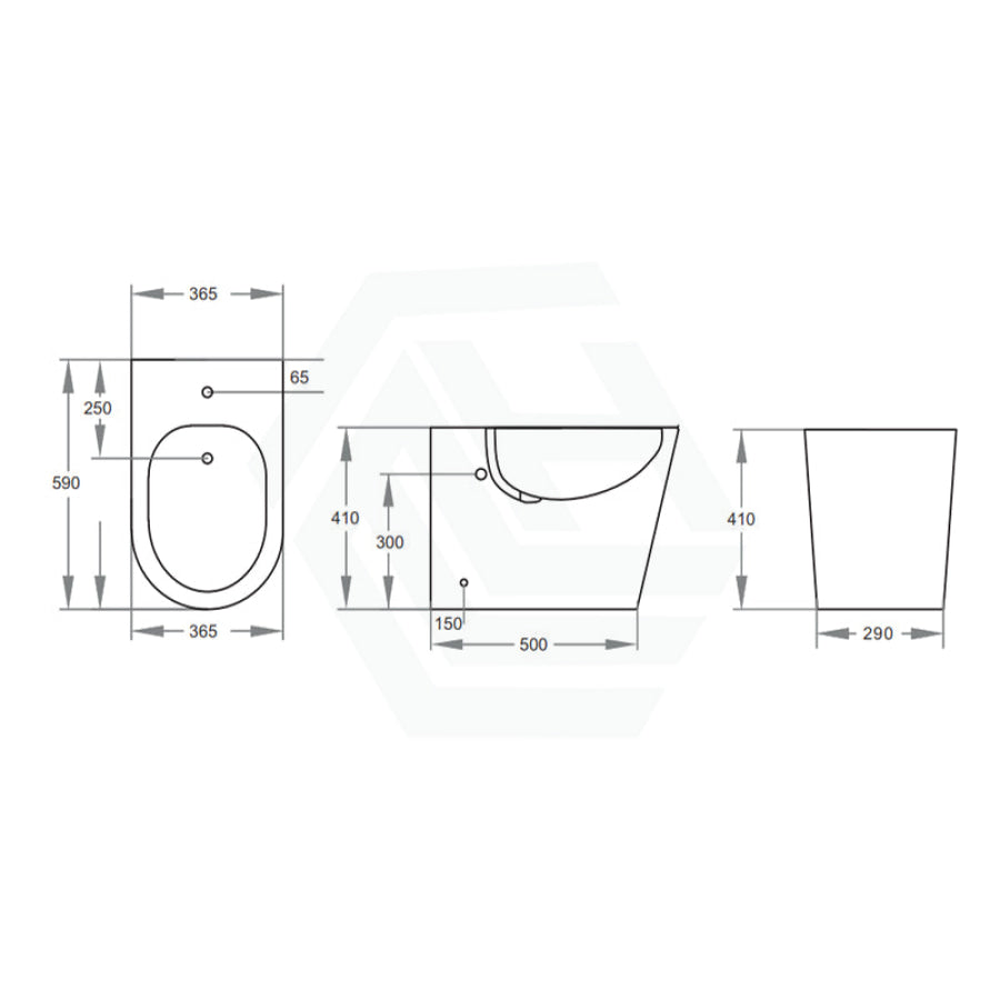 590X365X410Mm Bathroom Back To Wall Bidet With Tap Hole Ceramic