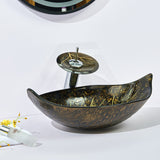 590X380X145Mm Above Counter Glass Art Basin Special Leaf Shape Bathroom Antique Vintage Wash