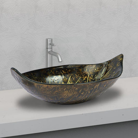 Above Counter Basin Glass Leaf Shape