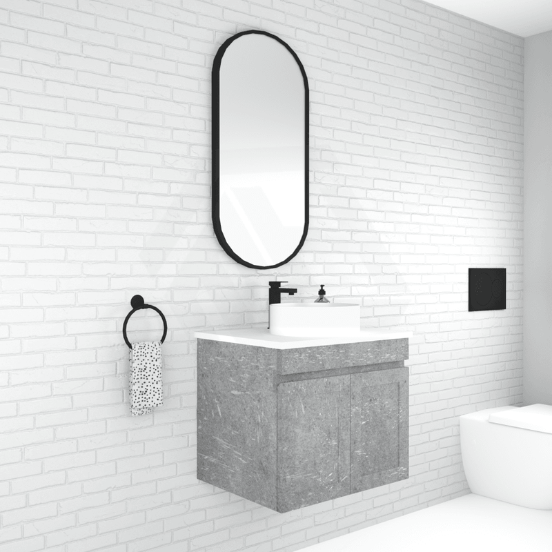 600-1500Mm Boston Plywood Wall Hung Bathroom Floating Vanity With Left / Right Drawers Concrete Grey