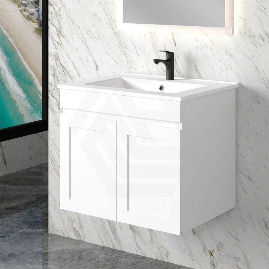 600-1500Mm Miami Wall Hung Bathroom Floating Vanity With Left / Right Drawers Matt White Shaker