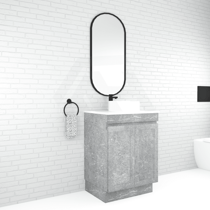 600-1500Mm Boston Plywood Freestanding Vanity Concrete Grey With Left/ Right Drawers Kickboard