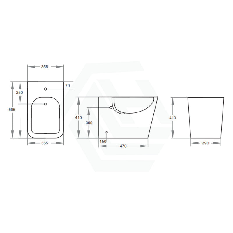 595X355X410Mm Bathroom Qubist Back To Wall Bidet With Tap Hole Ceramic