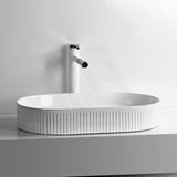 580X360X100Mm Oval Above Counter Ceramic Basin Gloss White Basins