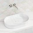 595X375X105Mm Oval Above Counter Ceramic Basin Gloss White Basins