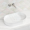 595X375X105Mm Oval Above Counter Ceramic Basin Gloss White Basins