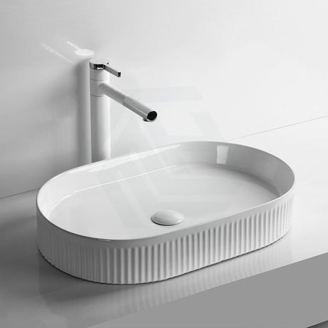 580X360X100Mm Oval Above Counter Ceramic Basin Gloss White Basins