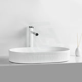 580X360X100Mm Oval Above Counter Ceramic Basin Matt White Basins