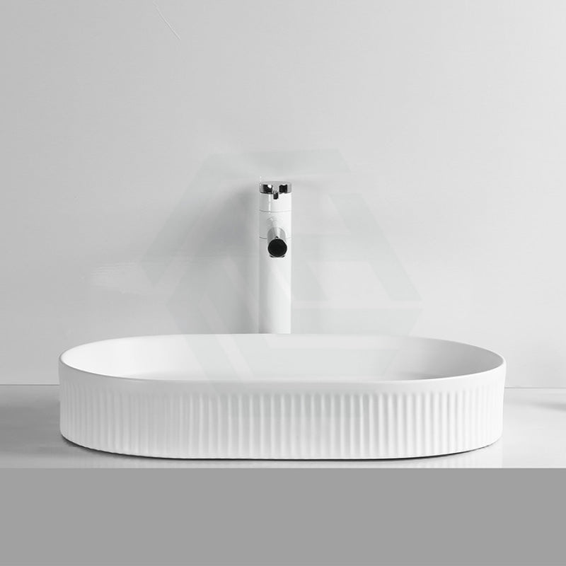 580X360X100Mm Oval Above Counter Ceramic Basin Matt White Basins