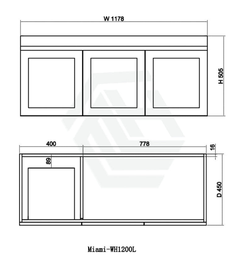 600-1500Mm Miami Wall Hung Bathroom Floating Vanity With Left / Right Drawers Matt White Shaker