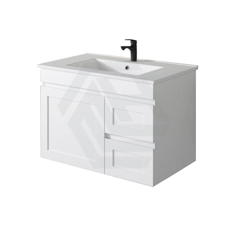 600-1500Mm Miami Wall Hung Bathroom Floating Vanity With Left / Right Drawers Matt White Shaker