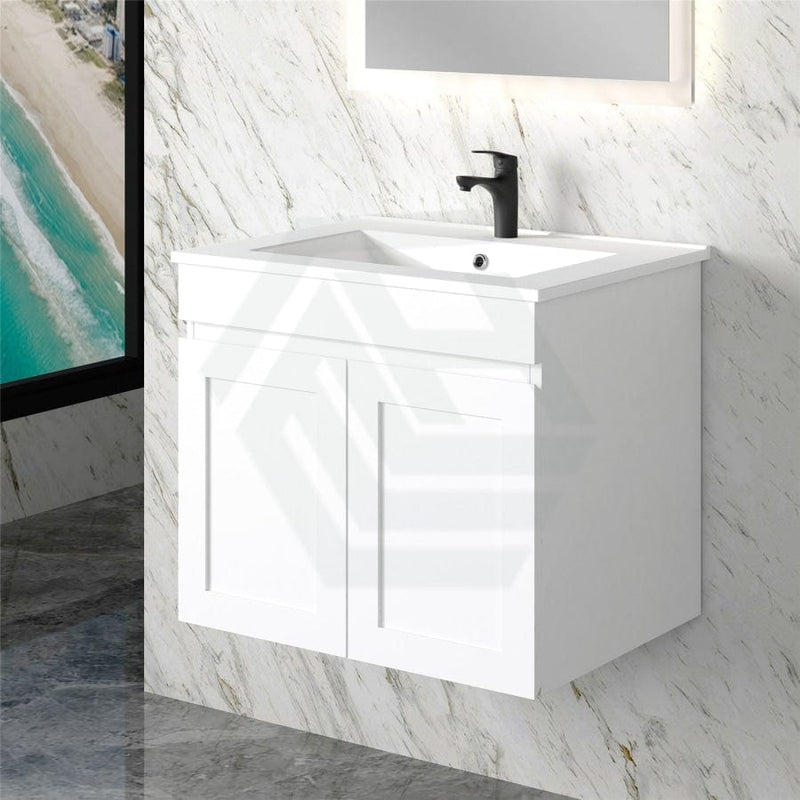 600-1500Mm Miami Wall Hung Bathroom Floating Vanity With Left / Right Drawers Matt White Shaker