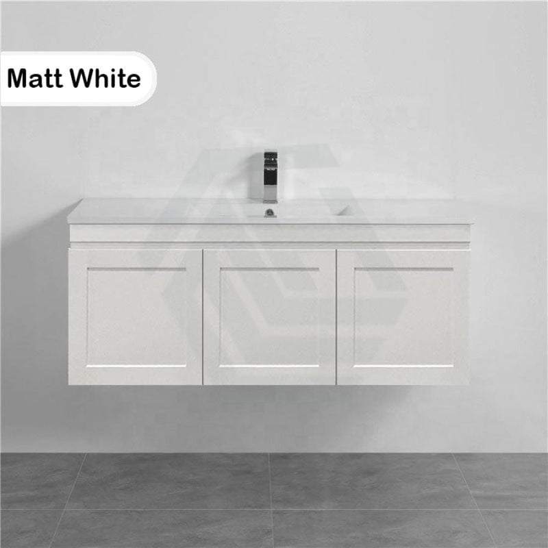 600-1500Mm Miami Wall Hung Bathroom Floating Vanity With Left / Right Drawers Matt White Shaker