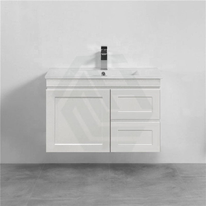 600-1500Mm Miami Wall Hung Bathroom Floating Vanity With Left / Right Drawers Matt White Shaker