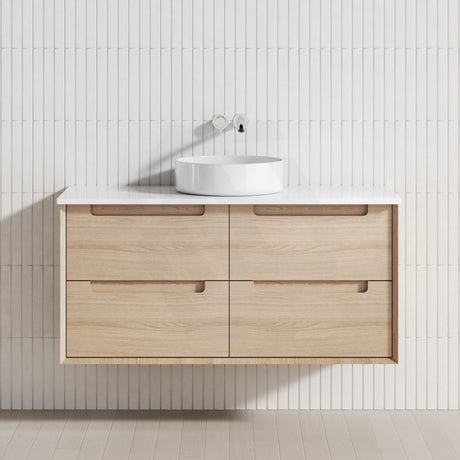 600-1500Mm Ainsley Wall Hung Vanity Natural Timber Grains Cabinet Only & Stone Top Available For