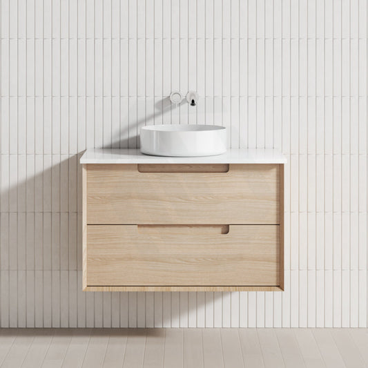 600-1500Mm Ainsley Wall Hung Vanity Natural Timber Grains Cabinet Only & Stone Top Available For