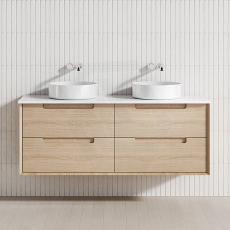 600-1500Mm Ainsley Wall Hung Vanity Natural Timber Grains Cabinet Only & Stone Top Available For