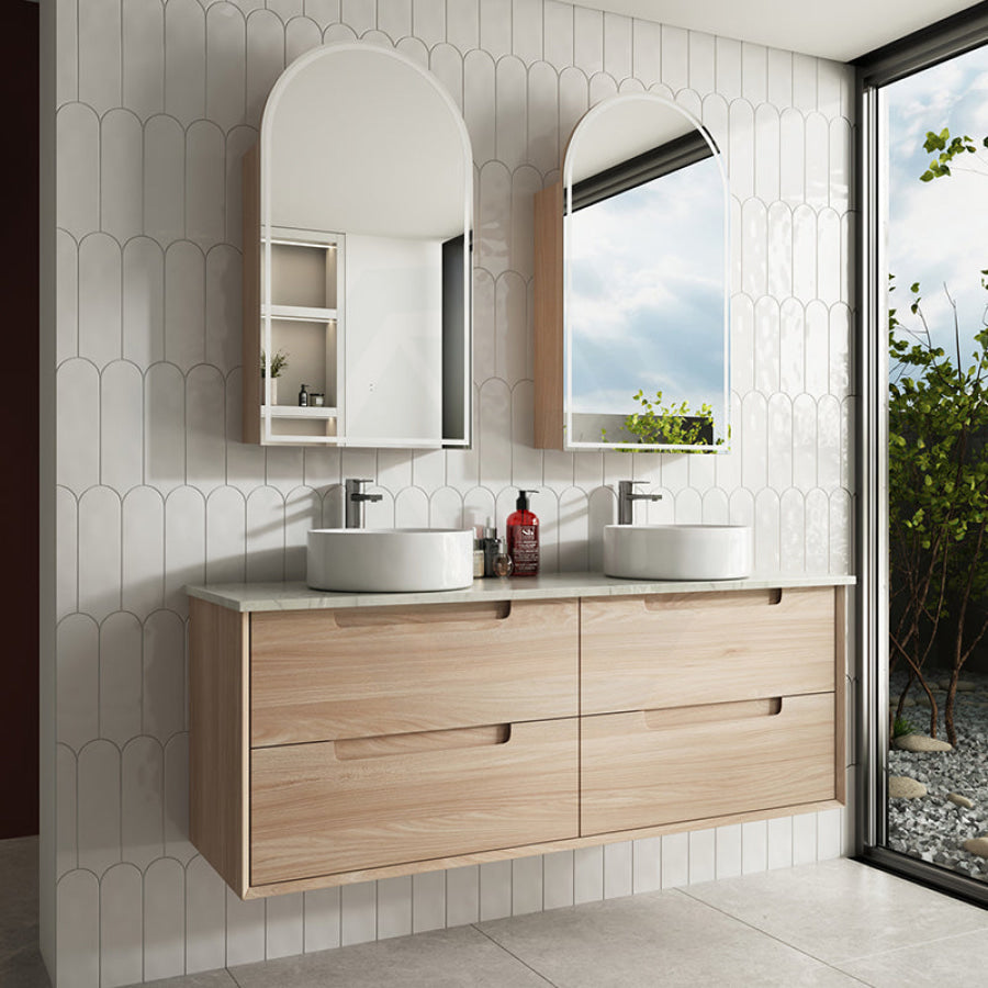 600 - 1500Mm Ainsley Wall Hung Vanity Natural Timber Grains Cabinet Only & Stone Top Available For