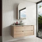 600 - 1500Mm Ainsley Wall Hung Vanity Natural Timber Grains Cabinet Only & Stone Top Available For